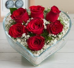 Kalp içerisinde 7 adet kırmızı gül  çiçek siparişi Bursa karacabey çiçek yolla 