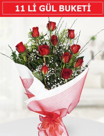 11 adet kırmızı gül buketi Aşk budur  çiçek siparişi Bursa karacabey çiçek yolla 