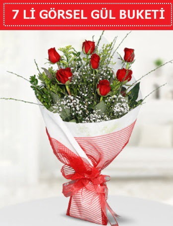7 adet kırmızı gül buketi Aşk budur  Bursaya çiçek yolla orhangazi çiçek satışı 